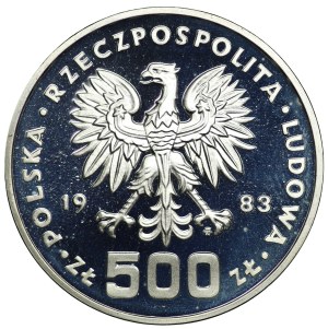 People's Republic of Poland, 500 gold 1984, sample SILVER - XIV Olympic Winter Games Sarajevo