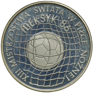 People's Republic of Poland, 500 gold 1986, sample SILVER - Football World Cup, Mexico 1986