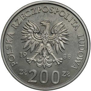 People's Republic of Poland, 200 gold 1988, MIEDZIONIKIEL sample - World Cup - Italy 1990