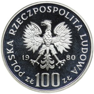 People's Republic of Poland, 100 gold 1980, sample SILVER - 50 years of the Dar Pomorza