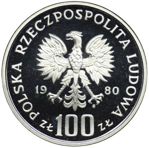 People's Republic of Poland, 100 gold 1980, sample SILVER - 50 years of the Dar Pomorza