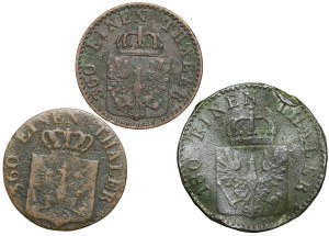 Germany, Prussia, Frederick William III, 2 x 1 fenig (1864 A, 1835 A), 2 fenig 1852 A - set of 3 pieces