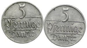 Free City of Danzig, 5 fenig 1923 - set of 2 pieces
