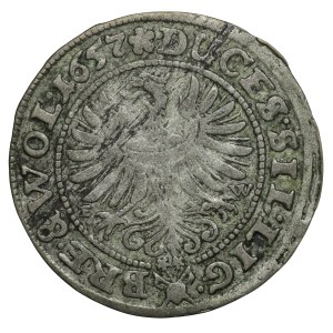 Śląsk, Księstwo Legnicko-Brzesko-Wołowskie, Trzech Braci, 3 krajcary 1657 EW, Brzeg
