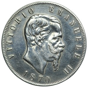 Italy, Victor Emmanuel II, 5 lire 1870, Rome