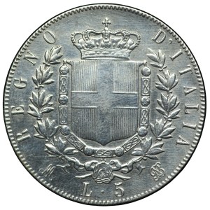 Włochy, Wiktor Emanuel II, 5 lirów 1870, Rzym
