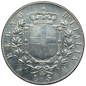 Italy, Victor Emmanuel II, 5 lire 1870, Rome
