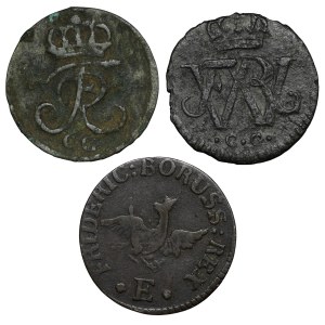 Niemcy, Prusy, szeląg (1703, 1717, 1785) - zestaw 3 sztuk