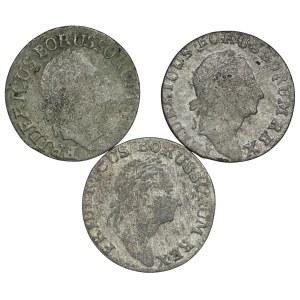 Niemcy, Prusy, Fryderyk II, 3 krajcary - zesatw 3 sztuk
