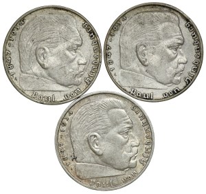Germany, Third Reich, 2 marks 1939 - set of 3 pieces