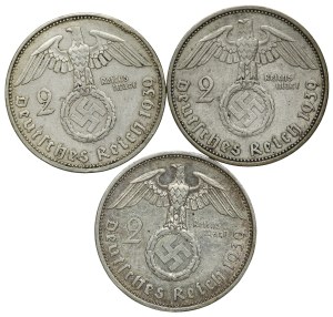 Germany, Third Reich, 2 marks 1939 - set of 3 pieces