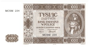 1000 Gold 1941, Krakowiak - MCSM 234 - Item from the private collection of Mr. Czeslaw Miłczak, illustrated in the catalog by him