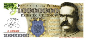 10,000,000 zloty collector bill design - watermarked paper
