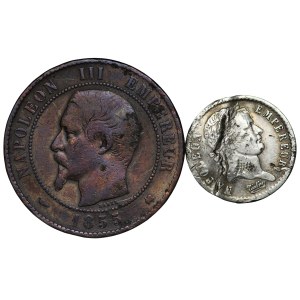 Francja, 10 centimes 1855 | 1/2 franc 1810