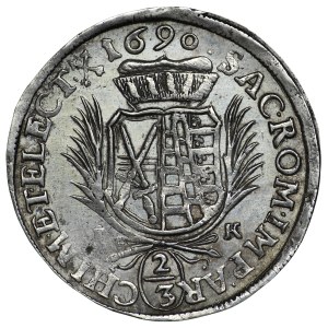 Niemcy, Saksonia, Jan Jerzy III, 2/3 talara (Gulden), 1690, Drezno