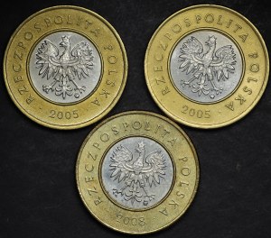 III RP, 2 zloty 2005/2008 - set of 3 pieces