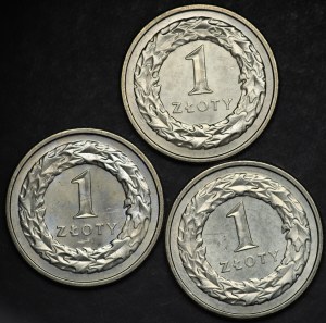 III RP, 1 złoty 1991 - zestaw 3 sztuk