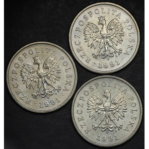 III RP, 1 złoty 1991 - zestaw 3 sztuk