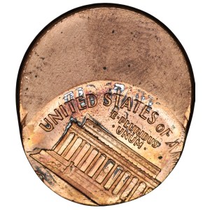 USA, 1 cent 199?, ciekawy destrukt menniczy