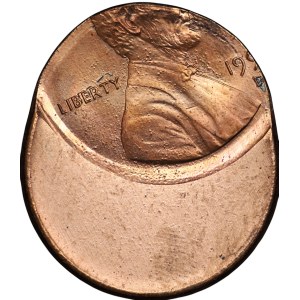 USA, 1 cent 199?, ciekawy destrukt menniczy
