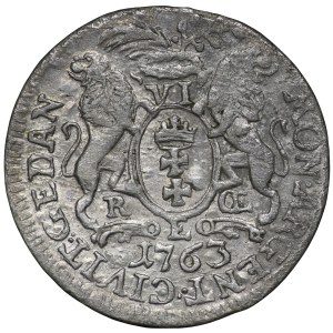 August III, sixpence 1763 REOE, Gdansk - rarer