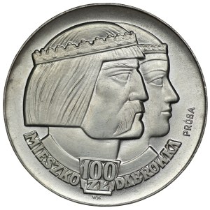 People's Republic of Poland, 100 gold 1966, sample SILVER - Mieszko and Dabrowka