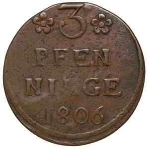 Pomorze, Gustaw IV Adolf, 3 fenigi 1806, Strzałów - piękne