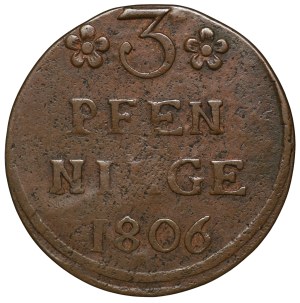 Pomerania, Gustav IV Adolphus, 3 fenigs 1806, Shots - beautiful