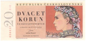 Czechoslovakia, 20 crowns 1949 - PERFORATION