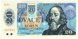 Slovakia, 20 crowns 1988 - with stamp