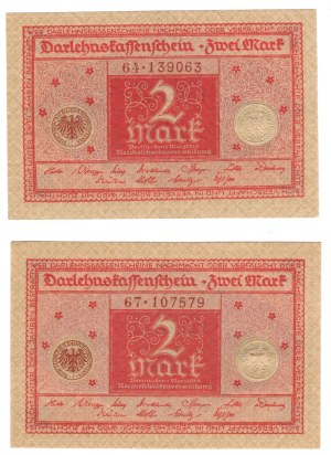 Germany, Weimar Republic, 2 marks 1920 - set of 2 pieces