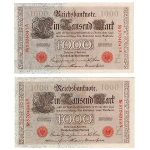 Niemcy, 1000 marek 1910 - zestaw 2 sztuk