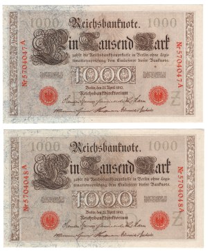 Germany, 1000 marks 1910 - set of 2 pieces