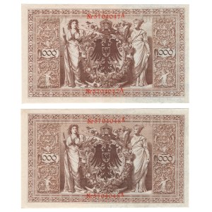 Niemcy, 1000 marek 1910 - zestaw 2 sztuk