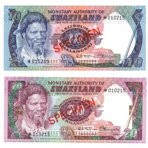 Eswatini, 1,2,5,10,20 Emalangeni, SPECIMEN - zestaw 5 sztuk