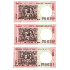Peru, 5000 soles 1985 - zestaw 3 sztuk