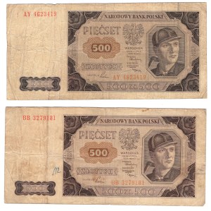 500 zloty 1948, series AY/BB - zetaw of 2 pieces