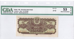 Poland, 5 zloty 1944, AC series, OBVIOUS.