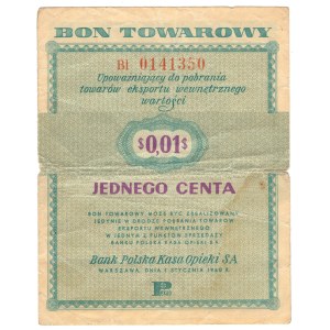 Pewex, Bon Towarowy 1 cent 1960, seria Bl - bez klauzuli