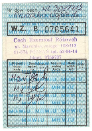 People's Republic of Poland, meat card insert - Miscellaneous Crafts Guild