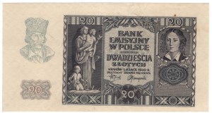 20 zloty 1940, without series and numbering