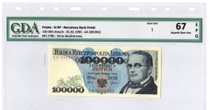 100,000 zloty 1990, series AA