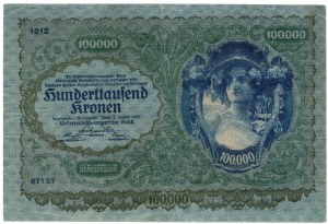 Austria, 100,000 crowns 1922