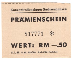 Konzentrationslager Sachsenhausen, Bonus voucher worth RM 0.50