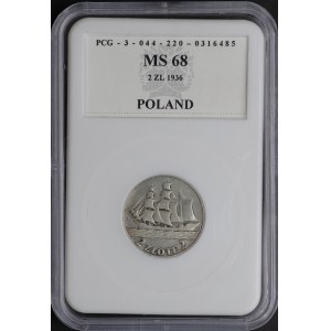 II RP, 2 złote 1936, Żaglowiec