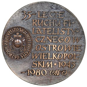 Medal, 35- Lecie Ruchu Filatelistycznego w Ostrowie Wielkopolskim 1945-1980