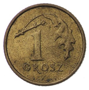III RP, 1 grosz 200 (5?) - zapchany stempel