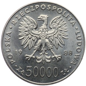 People's Republic of Poland, 50,000 gold 1988, Pilsudski