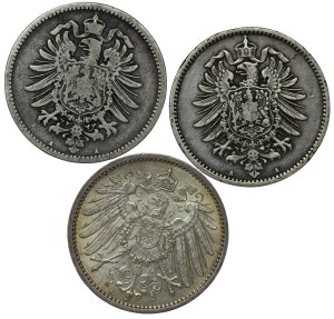 Germany, 1 mark 1875, 1878, 1914 - set of 3 pieces