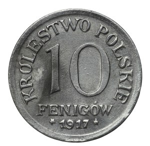 Kingdom of Poland, 10 fenig 1917, Stuttgart